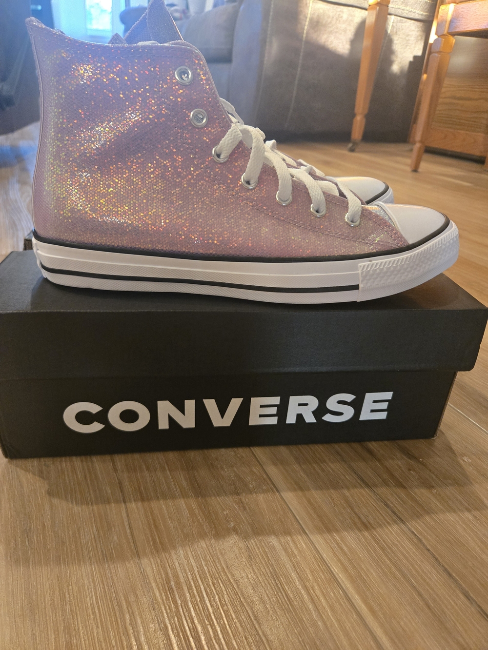 Converse High Top Glitter Sneaker - Pink Iridescent